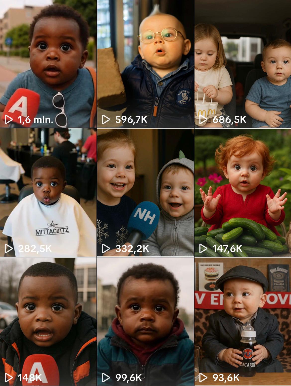 TikTok overzicht - meerdere videos boven de 100K+ views - Gena Design project door Genairo Theis | webdesign Zwolle & AI video